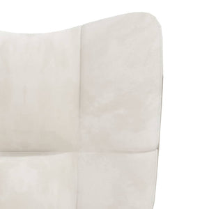 vidaXL Relaxing Chair Cream White Velvet-3