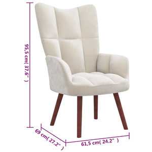 vidaXL Relaxing Chair Cream White Velvet-5