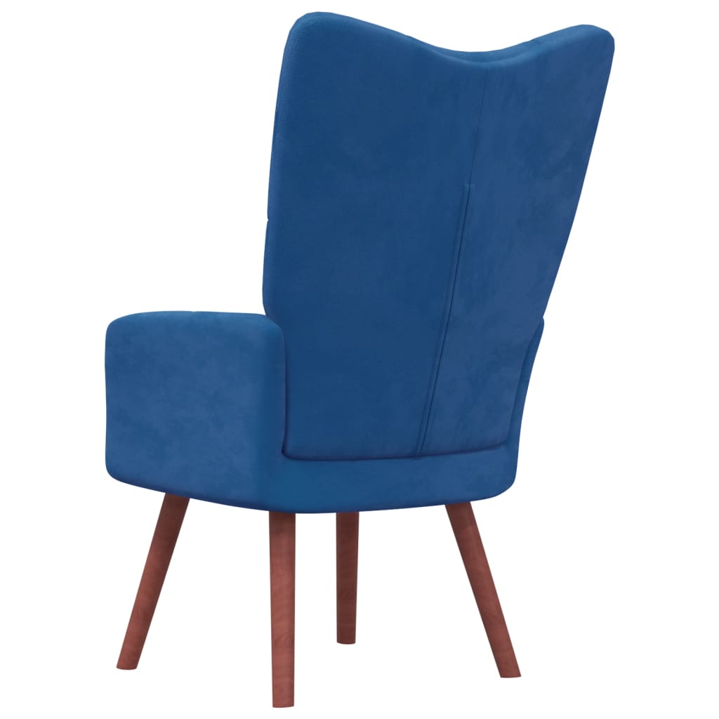 vidaXL Relaxing Chair Blue Velvet-2