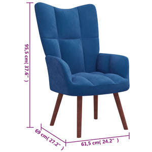 vidaXL Relaxing Chair Blue Velvet-5