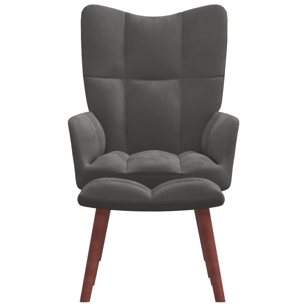 vidaXL Relaxing Chair with a Stool Dark Gray Velvet-0
