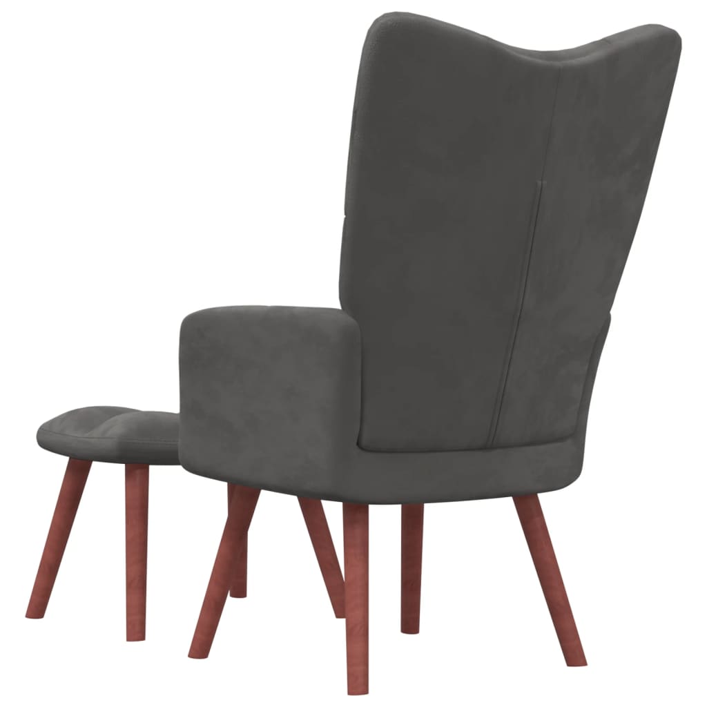 vidaXL Relaxing Chair with a Stool Dark Gray Velvet-2