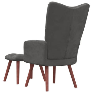 vidaXL Relaxing Chair with a Stool Dark Gray Velvet-2