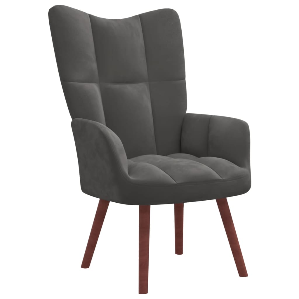 vidaXL Relaxing Chair with a Stool Dark Gray Velvet-3