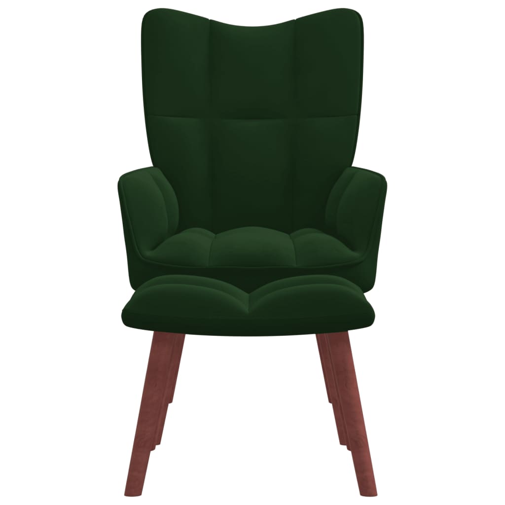 vidaXL Relaxing Chair with a Stool Dark Green Velvet-0