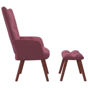 vidaXL Relaxing Chair with a Stool Pink Velvet-1