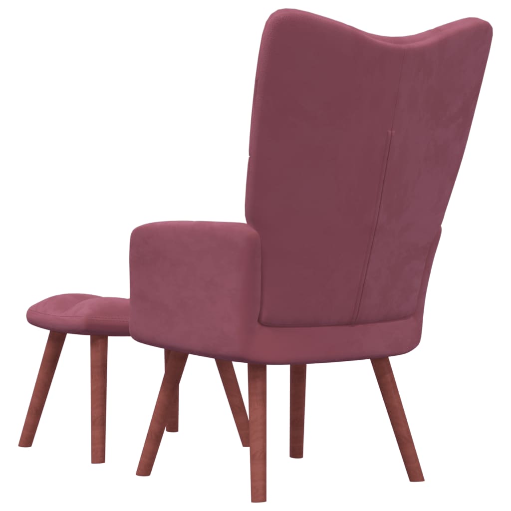 vidaXL Relaxing Chair with a Stool Pink Velvet-2