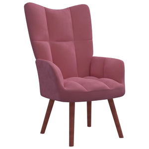 vidaXL Relaxing Chair with a Stool Pink Velvet-3