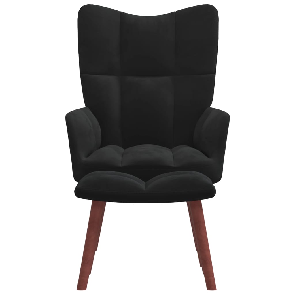 vidaXL Relaxing Chair with a Stool Black Velvet-0