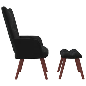 vidaXL Relaxing Chair with a Stool Black Velvet-1