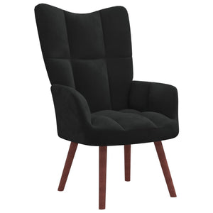 vidaXL Relaxing Chair with a Stool Black Velvet-3