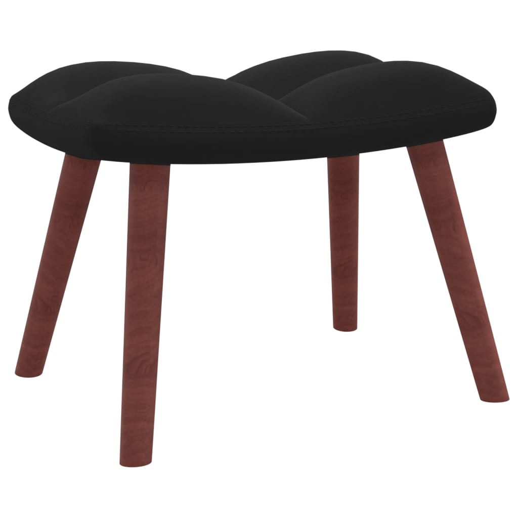 vidaXL Relaxing Chair with a Stool Black Velvet-4