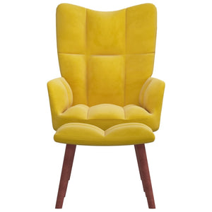 vidaXL Relaxing Chair with a Stool Mustard Yellow Velvet-0