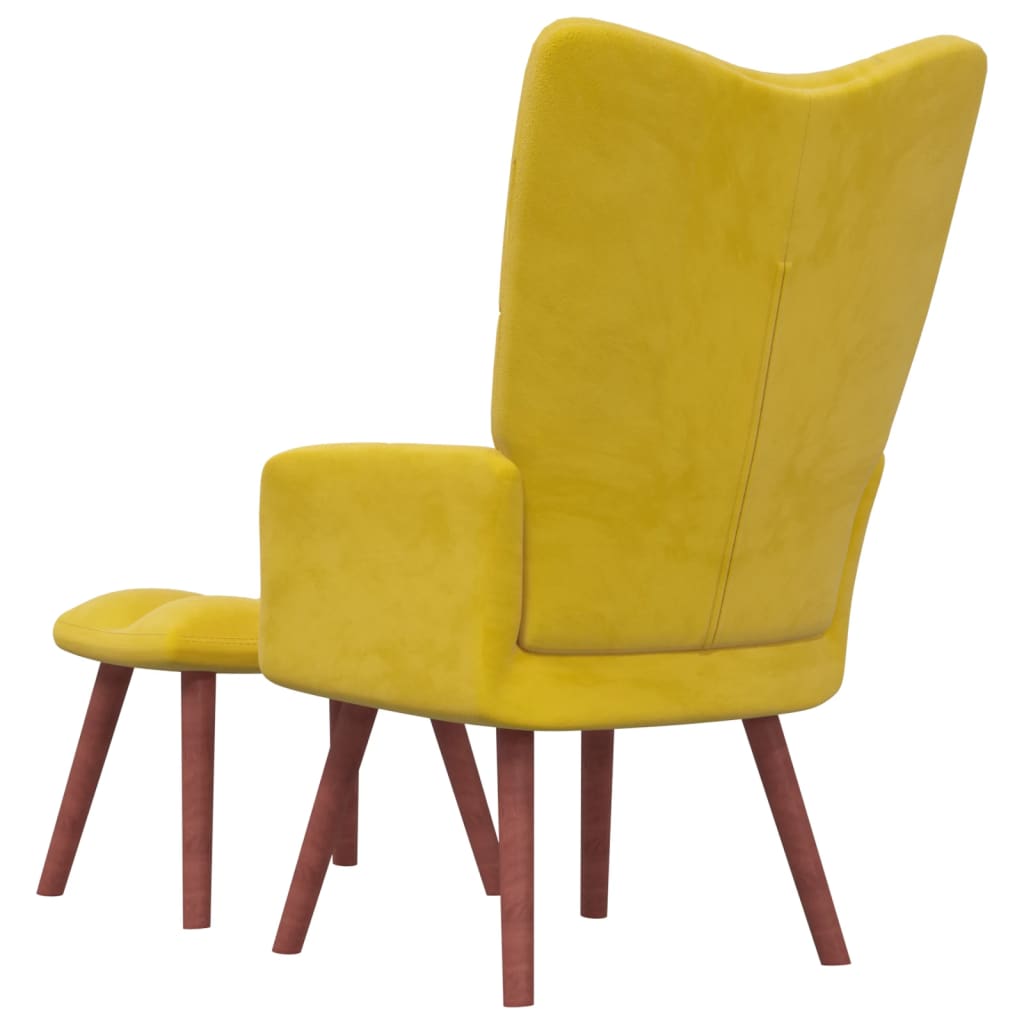 vidaXL Relaxing Chair with a Stool Mustard Yellow Velvet-2