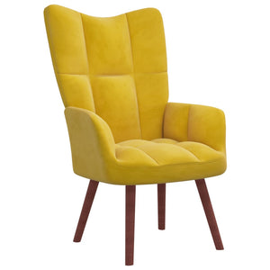 vidaXL Relaxing Chair with a Stool Mustard Yellow Velvet-3