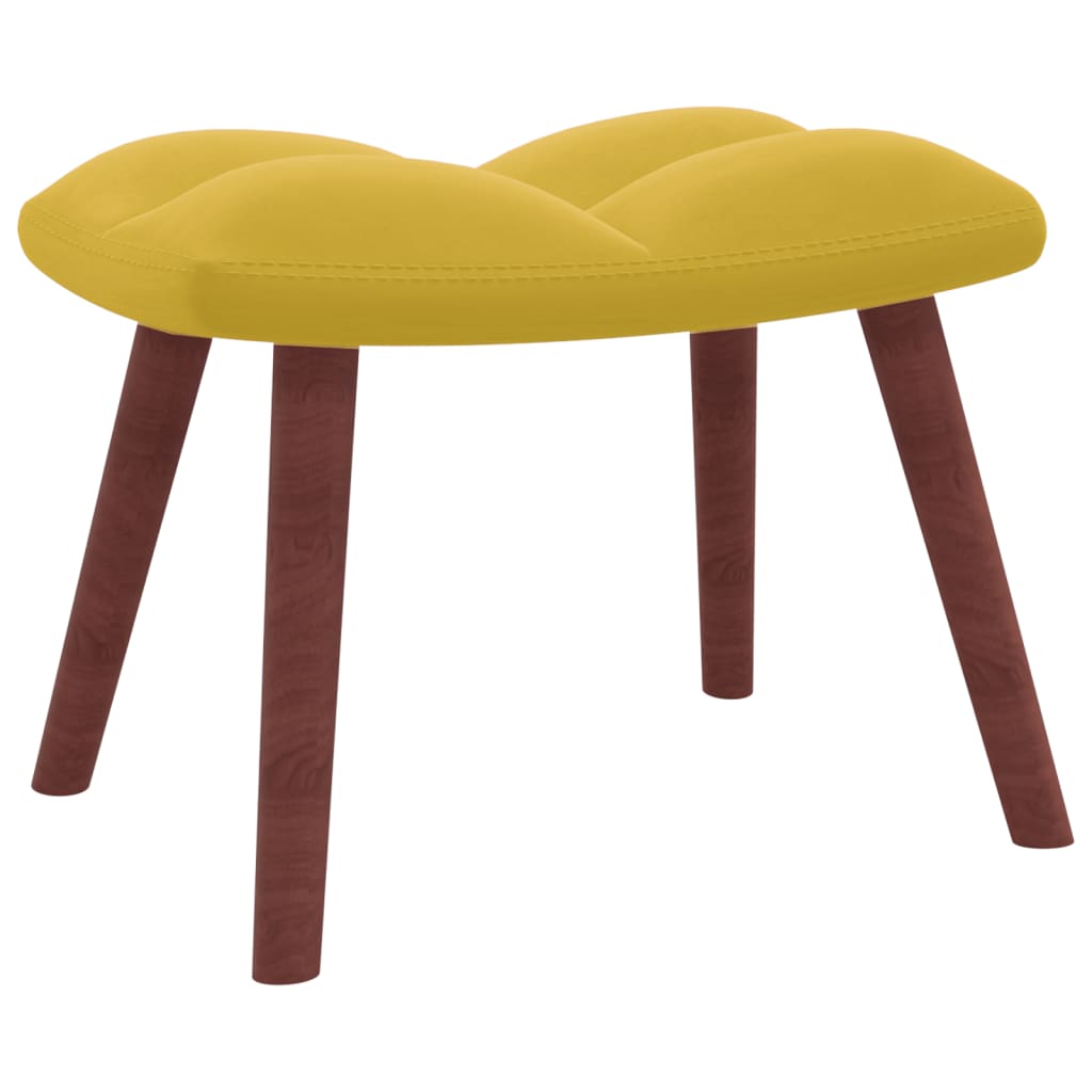 vidaXL Relaxing Chair with a Stool Mustard Yellow Velvet-4