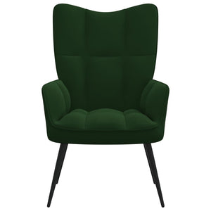 vidaXL Relaxing Chair Dark Green Velvet-0