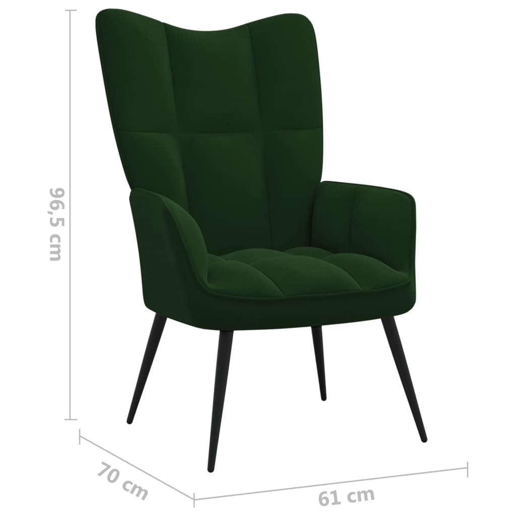 vidaXL Relaxing Chair Dark Green Velvet-5