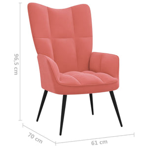 vidaXL Relaxing Chair Pink Velvet-5