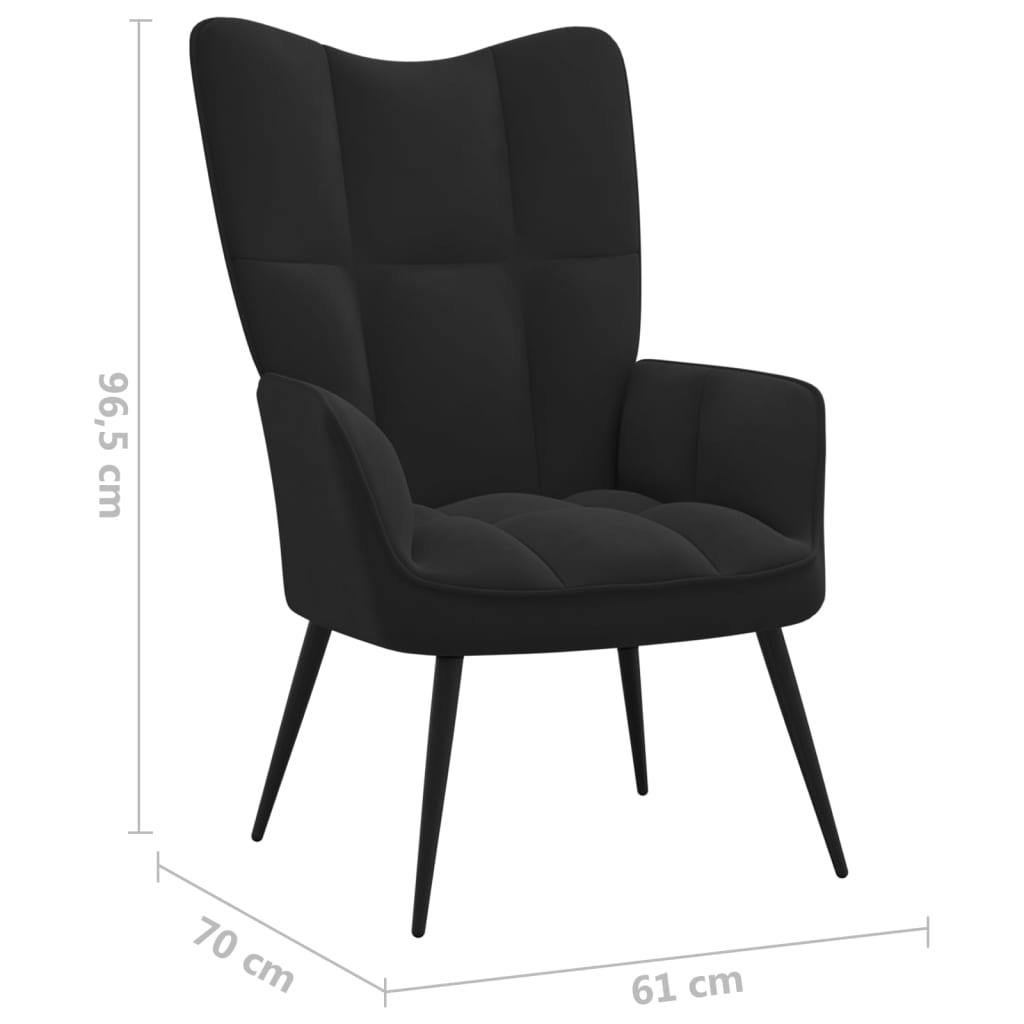 vidaXL Relaxing Chair Black Velvet-5