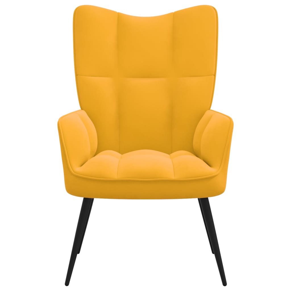 vidaXL Relaxing Chair Mustard Yellow Velvet-0