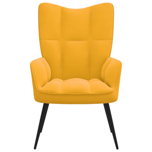 vidaXL Relaxing Chair Mustard Yellow Velvet-0