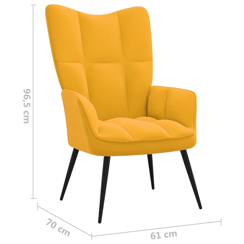 vidaXL Relaxing Chair Mustard Yellow Velvet-5