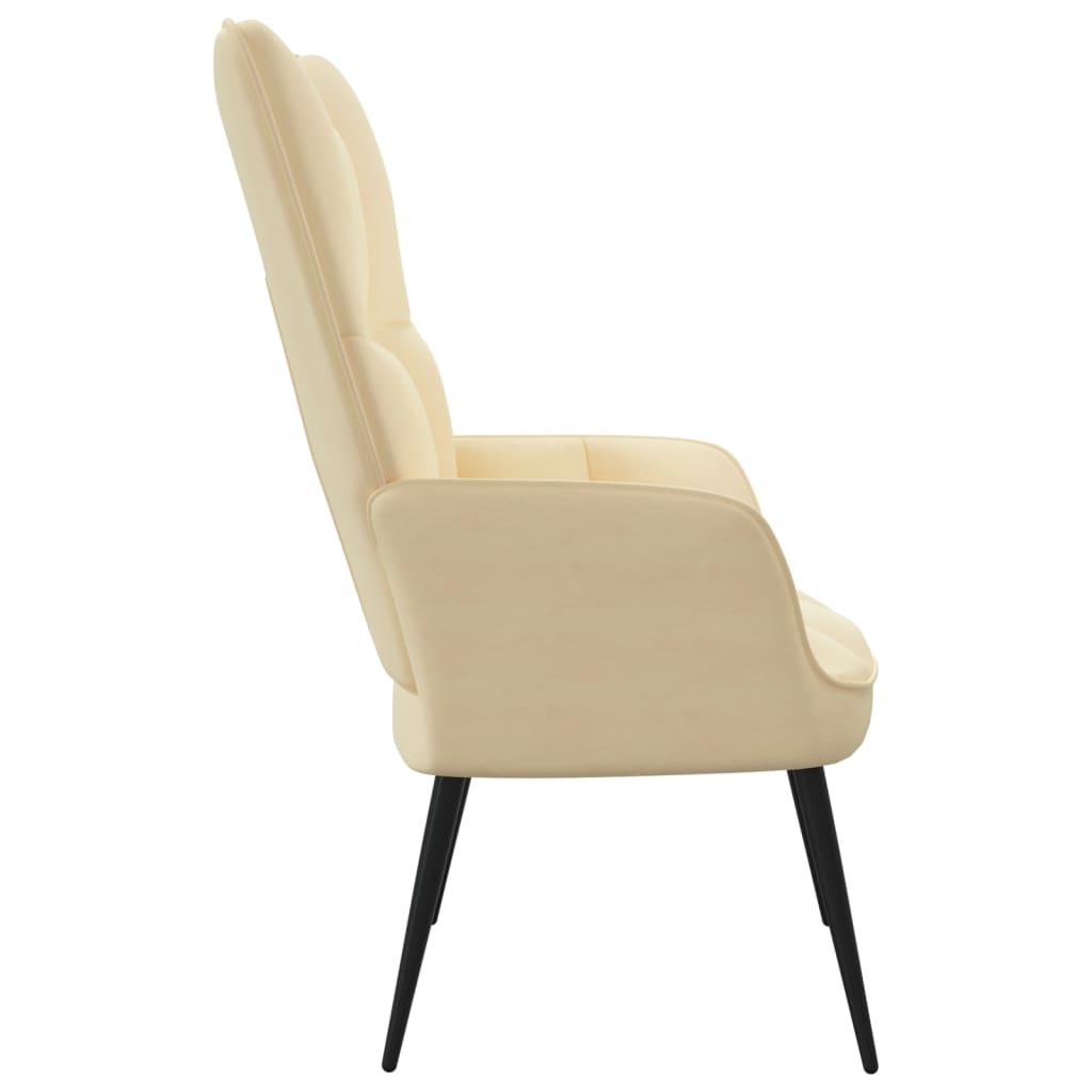 vidaXL Relaxing Chair Cream White Velvet-1