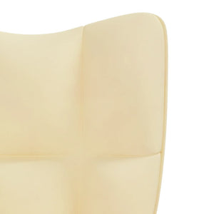 vidaXL Relaxing Chair Cream White Velvet-3