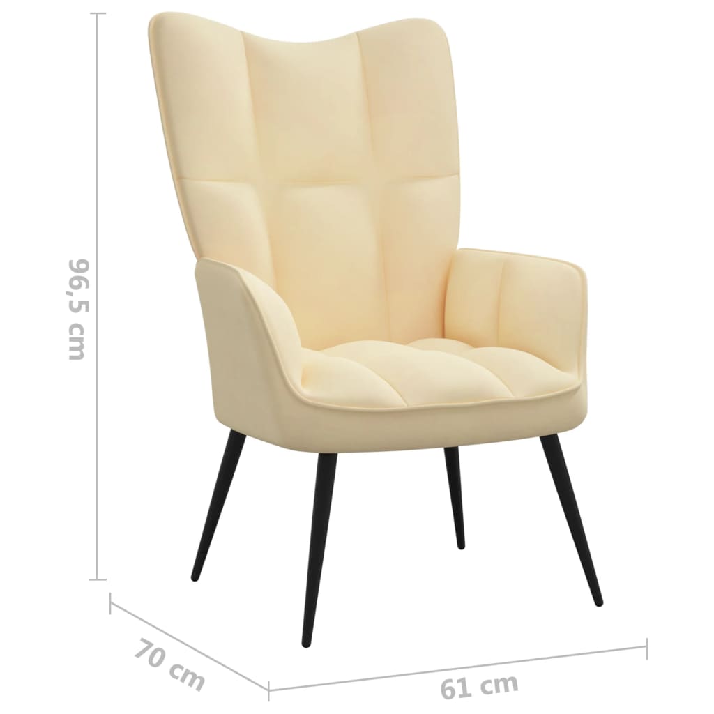 vidaXL Relaxing Chair Cream White Velvet-5