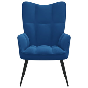 vidaXL Relaxing Chair Blue Velvet-0