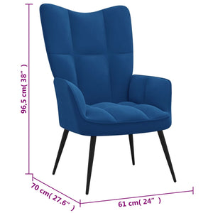 vidaXL Relaxing Chair Blue Velvet-5