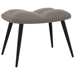 vidaXL Relaxing Chair with a Stool Light Gray Velvet-4