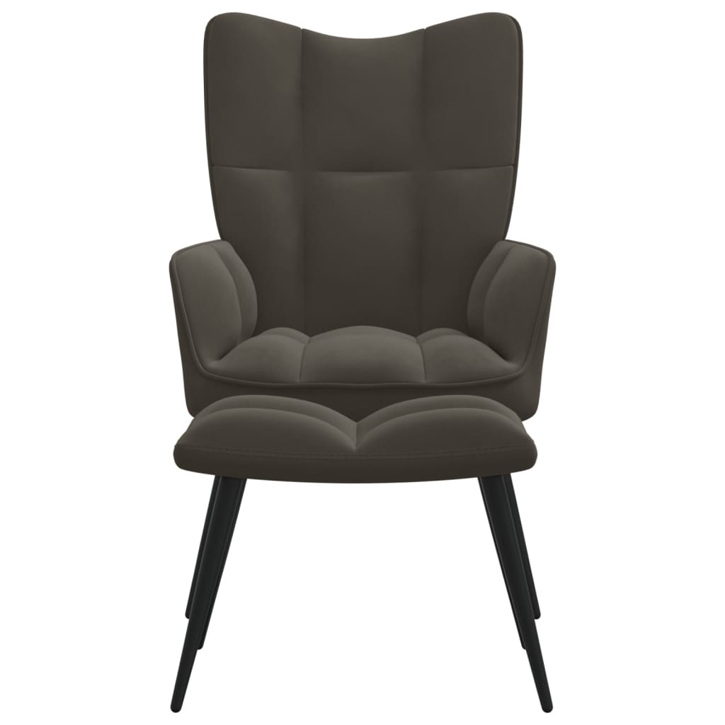 vidaXL Relaxing Chair with a Stool Dark Gray Velvet-0