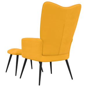 vidaXL Relaxing Chair with a Stool Mustard Yellow Velvet-1