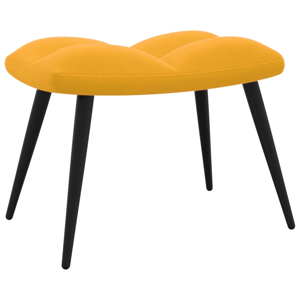 vidaXL Relaxing Chair with a Stool Mustard Yellow Velvet-3