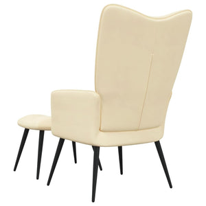 vidaXL Relaxing Chair with a Stool Cream White Velvet-2