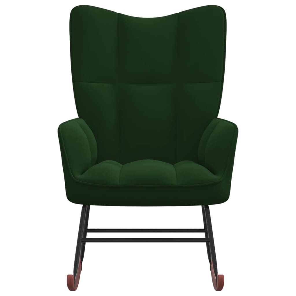 vidaXL Rocking Chair Dark Green Velvet-1