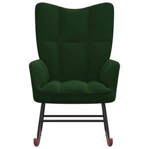 vidaXL Rocking Chair Dark Green Velvet-1