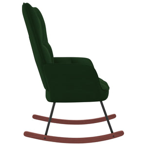 vidaXL Rocking Chair Dark Green Velvet-2