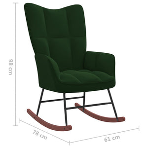 vidaXL Rocking Chair Dark Green Velvet-0