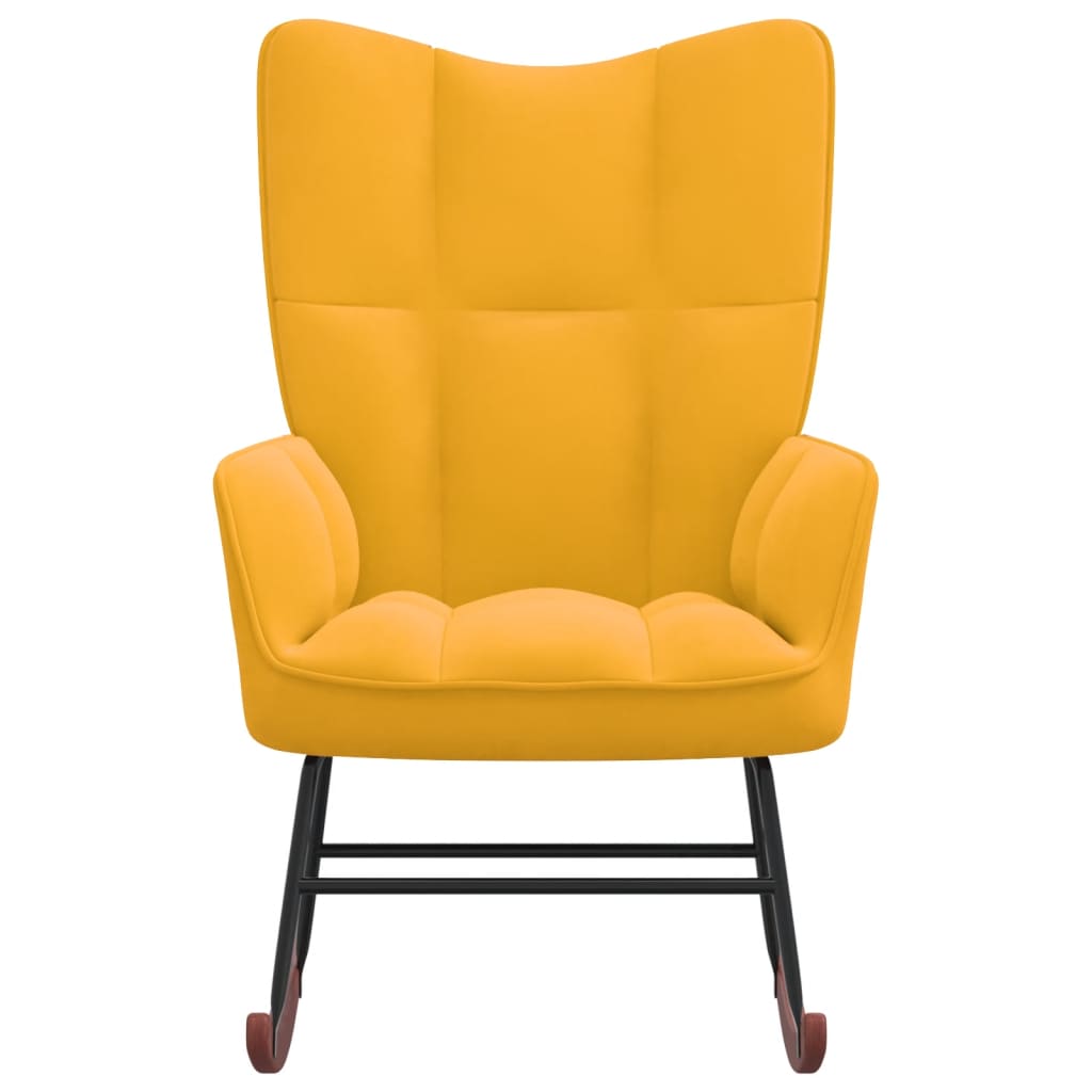 vidaXL Rocking Chair Mustard Yellow Velvet-0