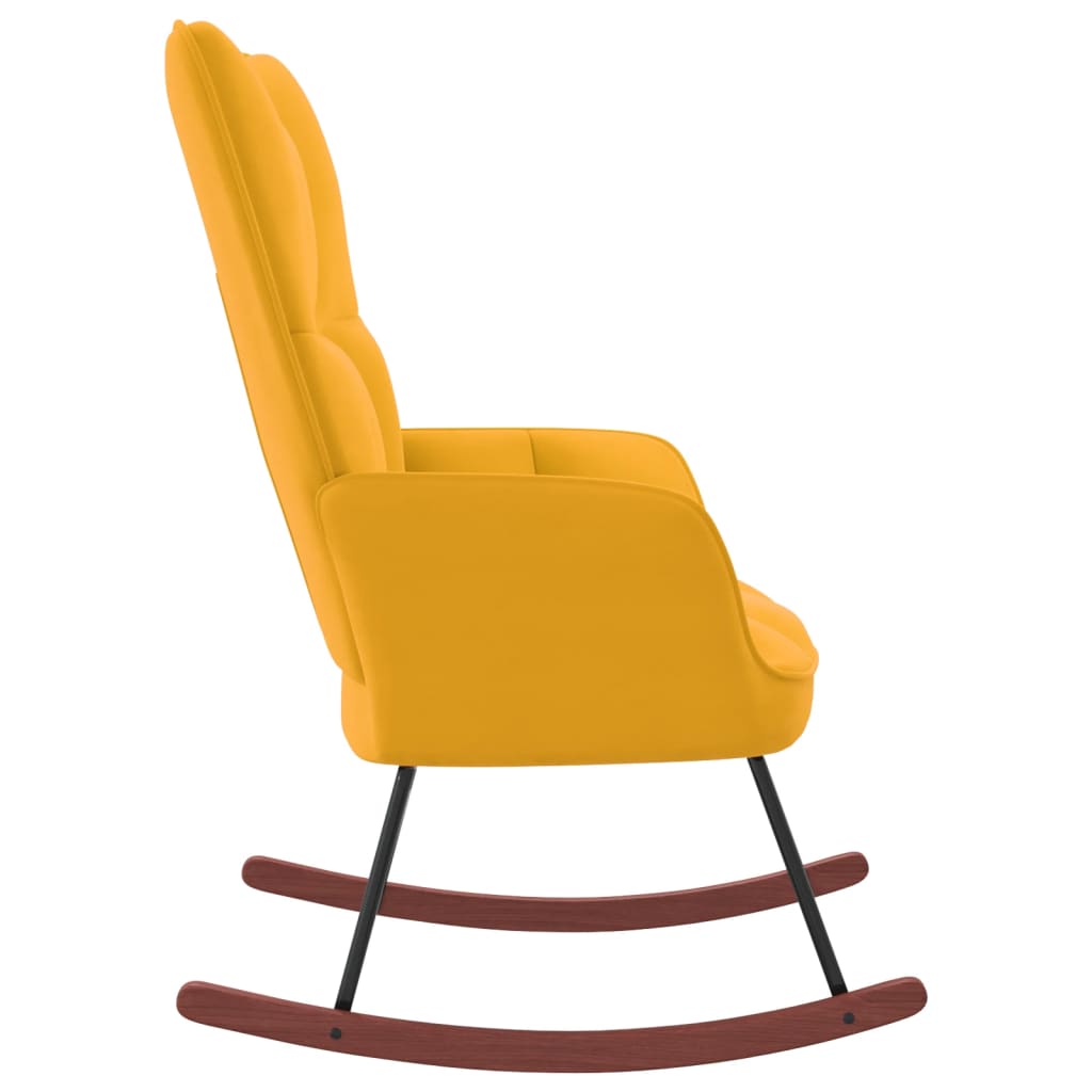 vidaXL Rocking Chair Mustard Yellow Velvet-1