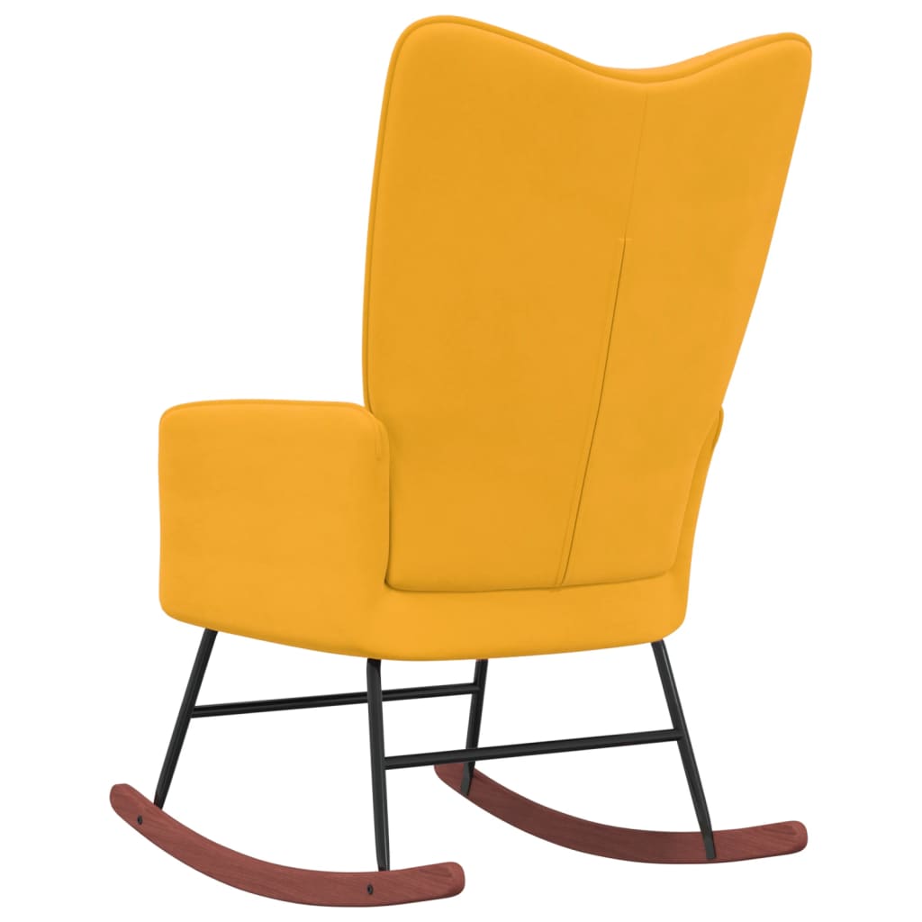 vidaXL Rocking Chair Mustard Yellow Velvet-2