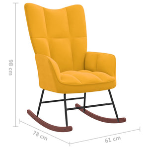 vidaXL Rocking Chair Mustard Yellow Velvet-5