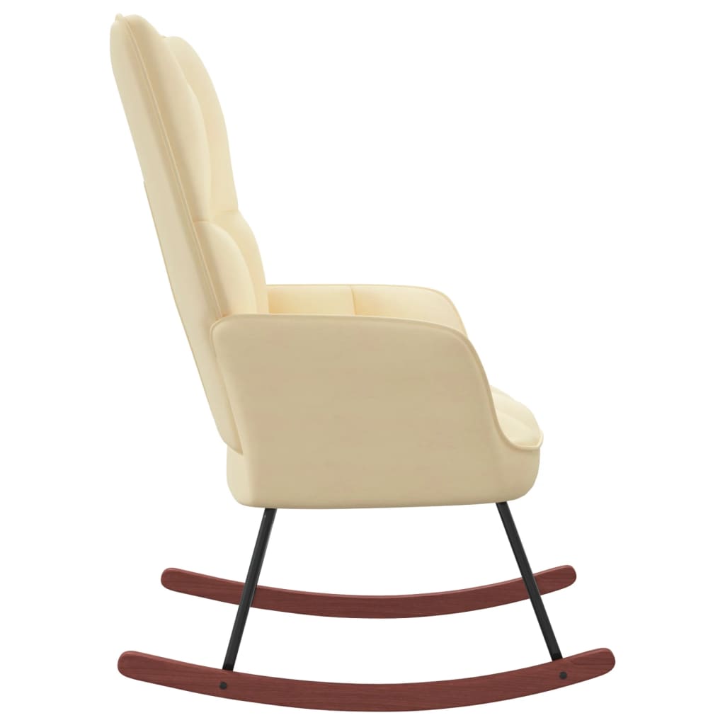 vidaXL Rocking Chair Cream White Velvet-1