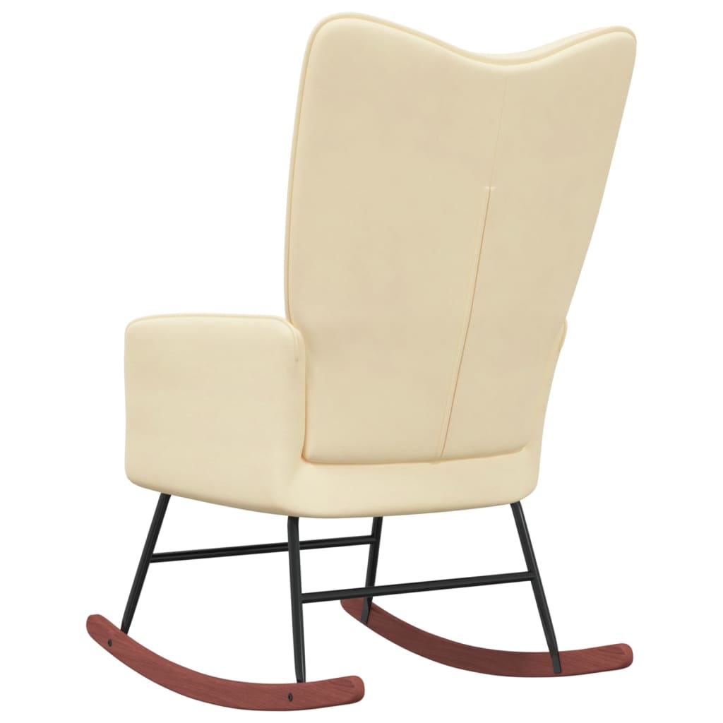 vidaXL Rocking Chair Cream White Velvet-2