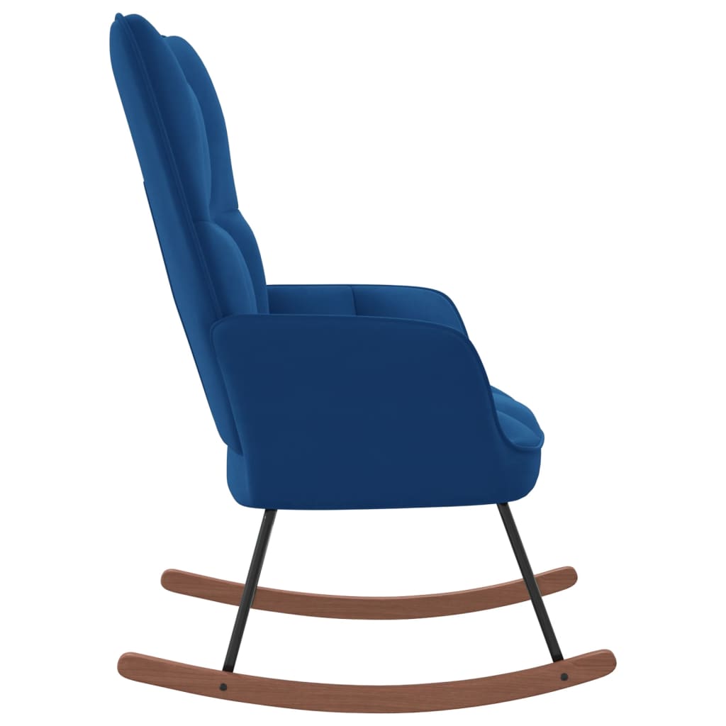 vidaXL Rocking Chair Blue Velvet-1