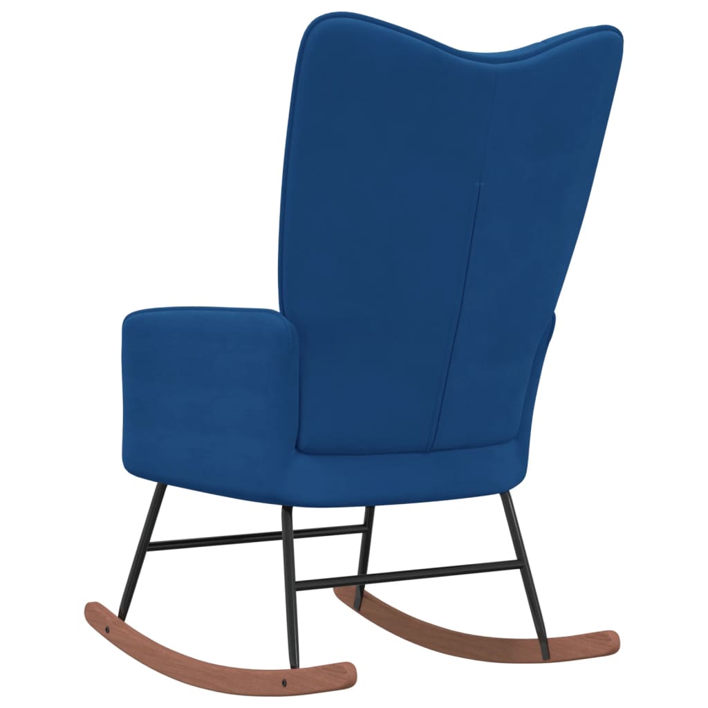 vidaXL Rocking Chair Blue Velvet-2