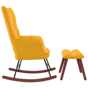 vidaXL Rocking Chair with a Stool Mustard Yellow Velvet-1